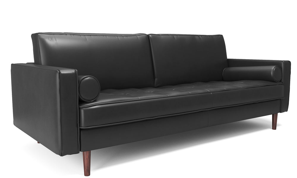 Elton Noir Leather Sofa